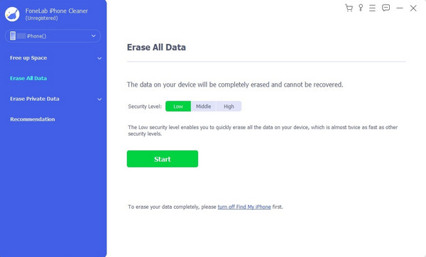 Proceed to Erase All Data