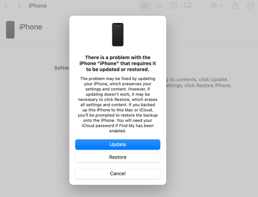 click restore button