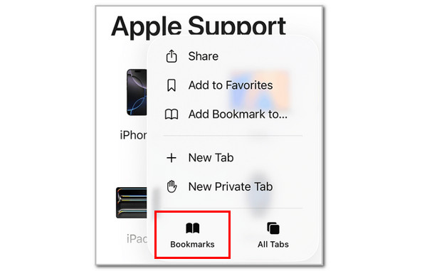Tap Bookmarks Button