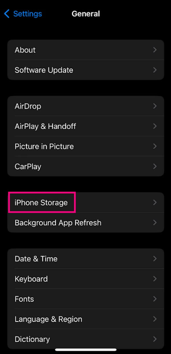 välj iPhone Storage för att se dina appar