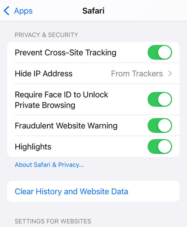 Clear History on iPhone Safari