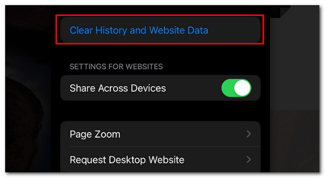 limpar histórico e dados do site