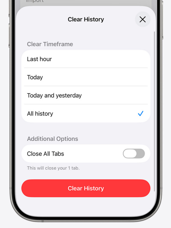 Tap Clear Clear History Button
