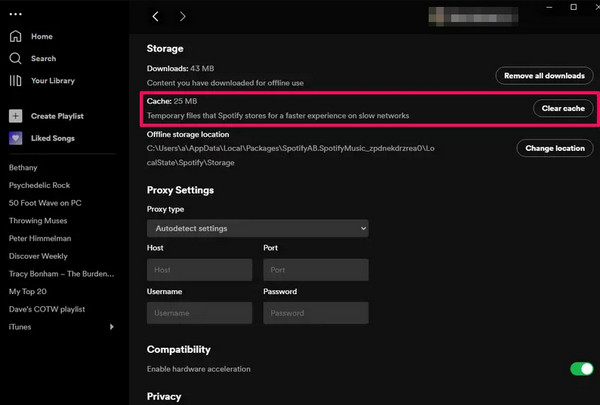 Clear Cache on Windows Spotify
