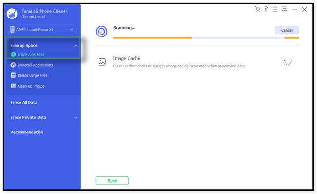 Locate the Free Up Space option