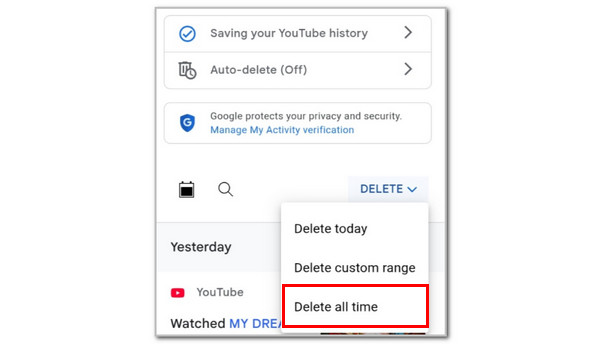 Tap Delete All Time Button