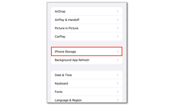 Tap iPhone Storage Button