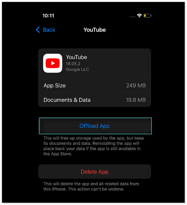 see the Offload App option