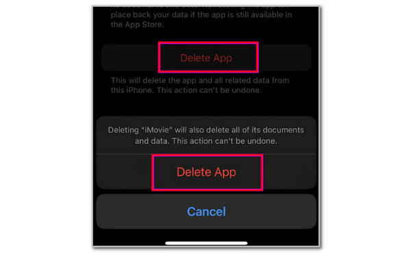 Tap Delete App Button
