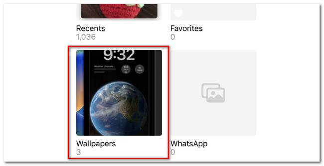 tap wallpapers album on iphone photos app