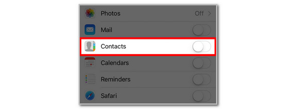 Toggle Off Contacts Slider