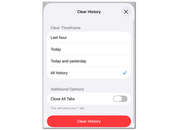 Tap Clear History Button