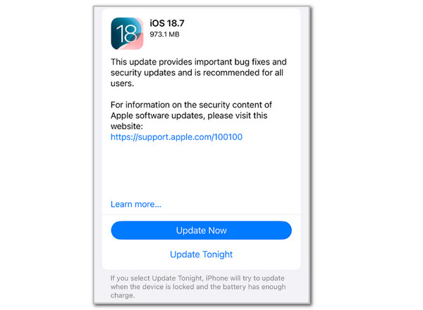 Tap Update Now Button