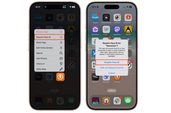 Tap Require Face ID Button