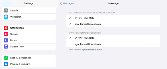 Cellular Data Number in iPad Settings About