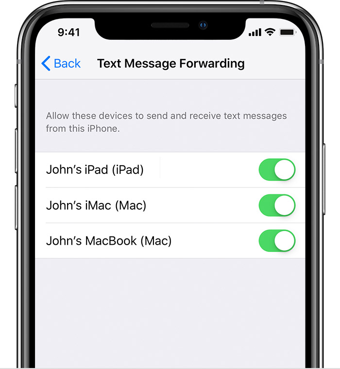 text messags forwarding turn off on iphone