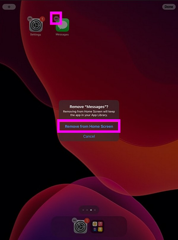 remove message app from home screen