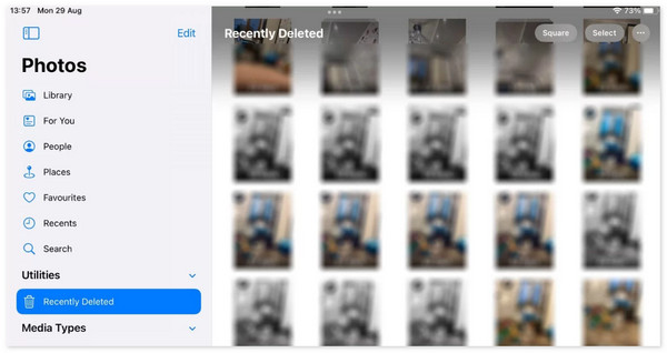 delete ipad photos on recently deleted folder