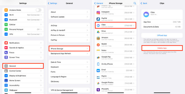 Clear Storage VIA Settings iPhone Storage