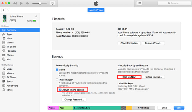 Backup iPhone to Mac