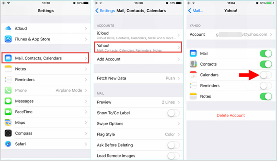 Recover Calendars from Emial Account