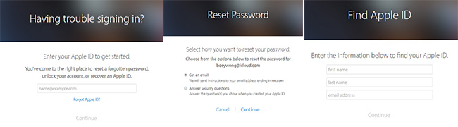 Reimposta la password di iCloud