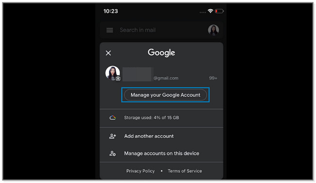 Tap the Manage Your Google Account button
