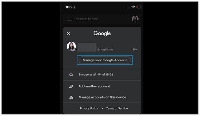 Tap the Manage Your Google Account button