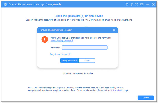click the Verify Password button