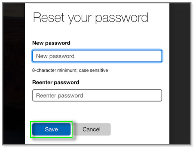 Schermata Reimposta la password