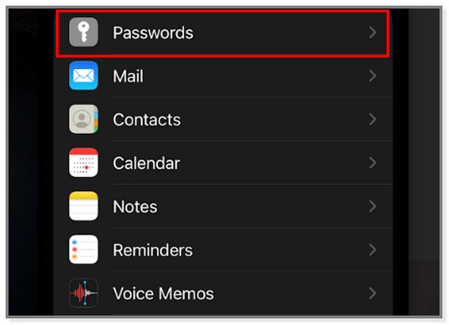 tap the Passwords icon