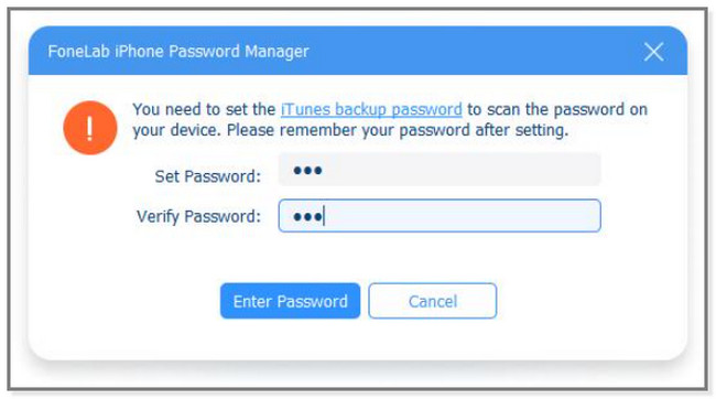 Fordern Sie das iTunes Backup-Passwort an