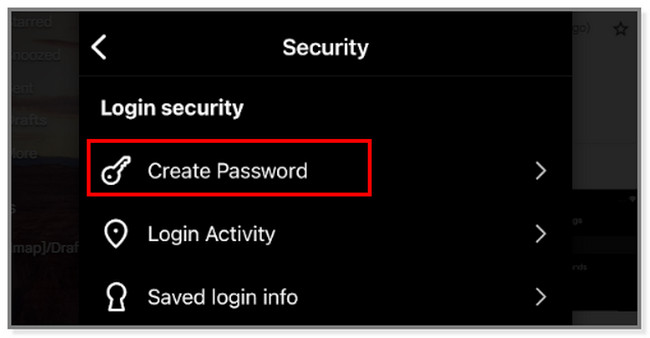 Tap the Create or Change Password button