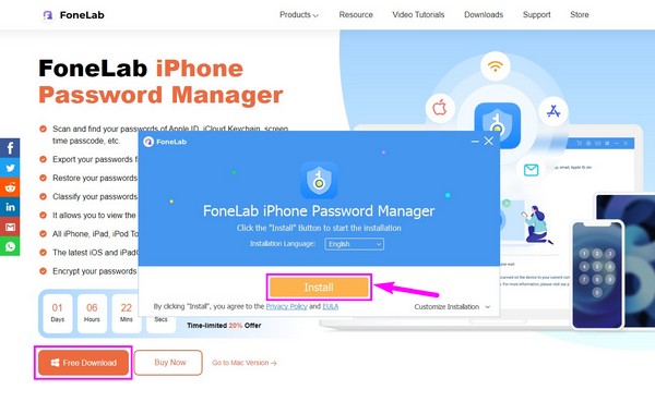 clicking the Free Download tab