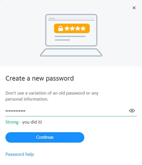 hit Continue to change your password