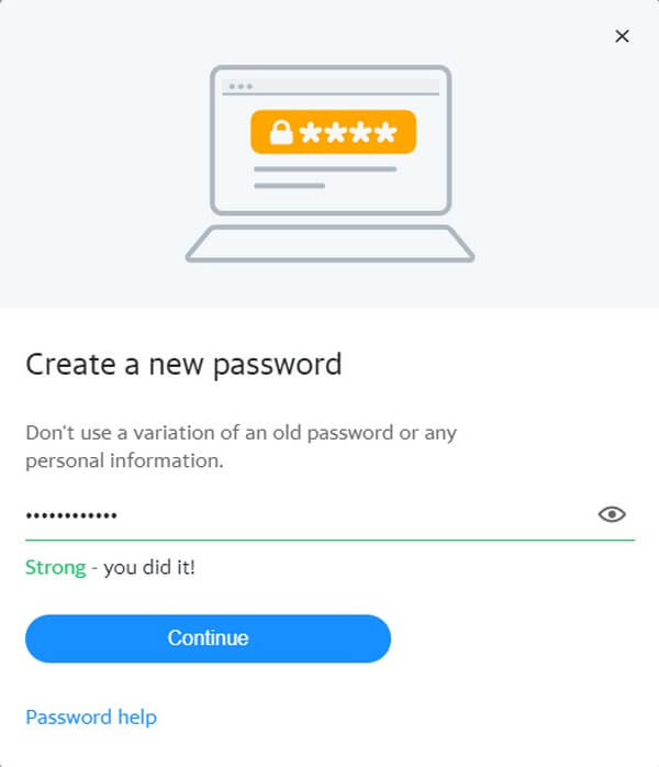 hit Continue to change your password