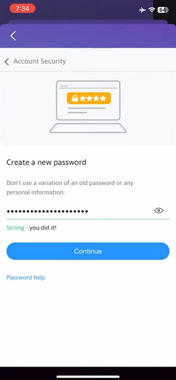 Tap the Change Password tab