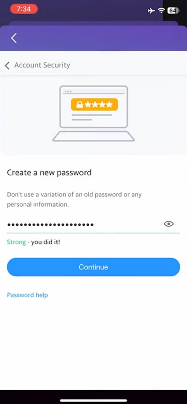 Tap the Change Password tab
