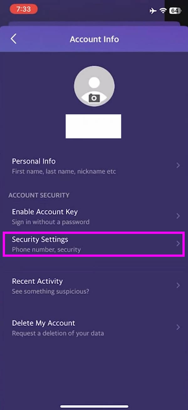 select Security Settings under the Account Security section