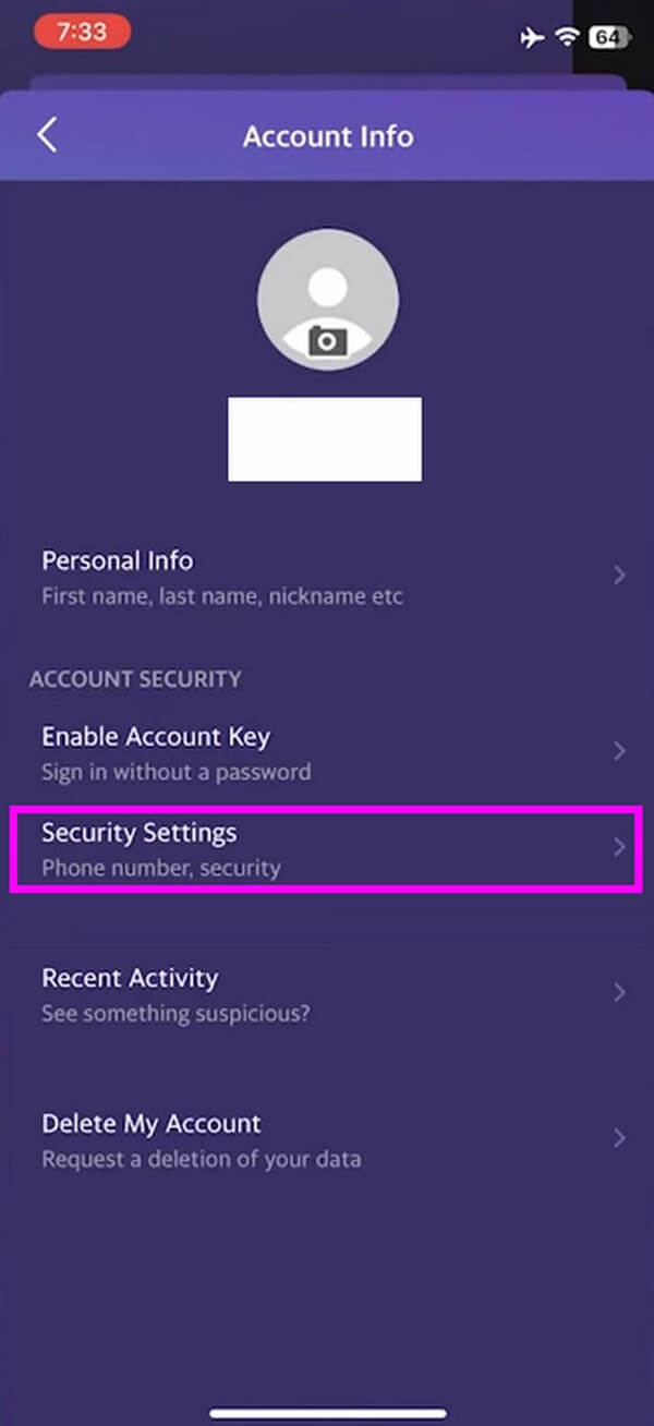 select Security Settings under the Account Security section