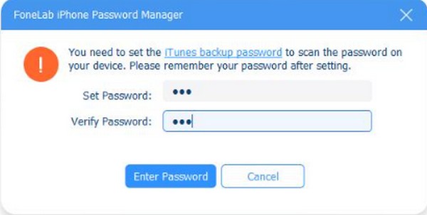 Geben Sie das iTunes-Backup-Passwort ein