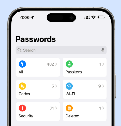 iphone passwords app