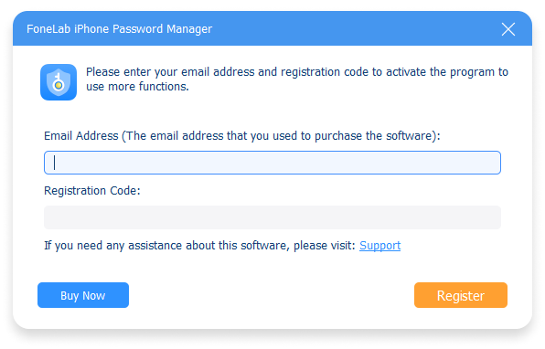 interfaccia di registrazione