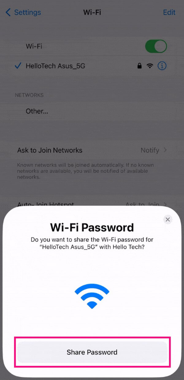 Wi-Fiパスワードを共有する