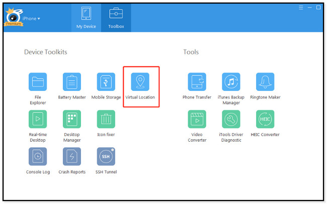 Choose the Toolbox button
