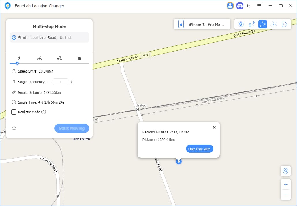 Select Multi-stop Mode