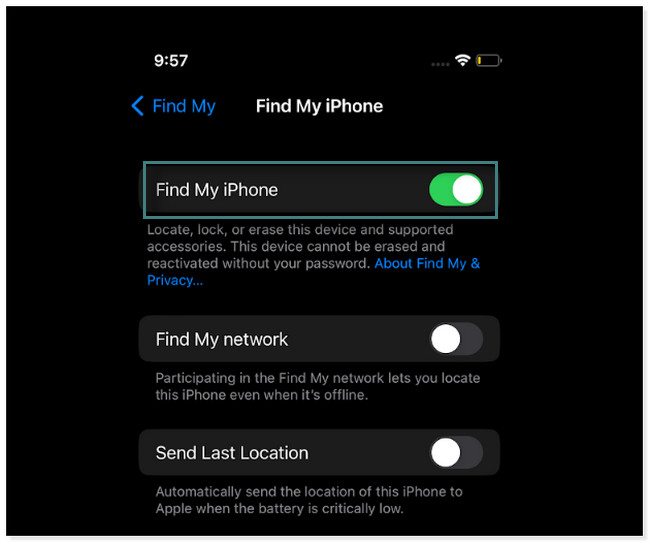 tap the Find My icon