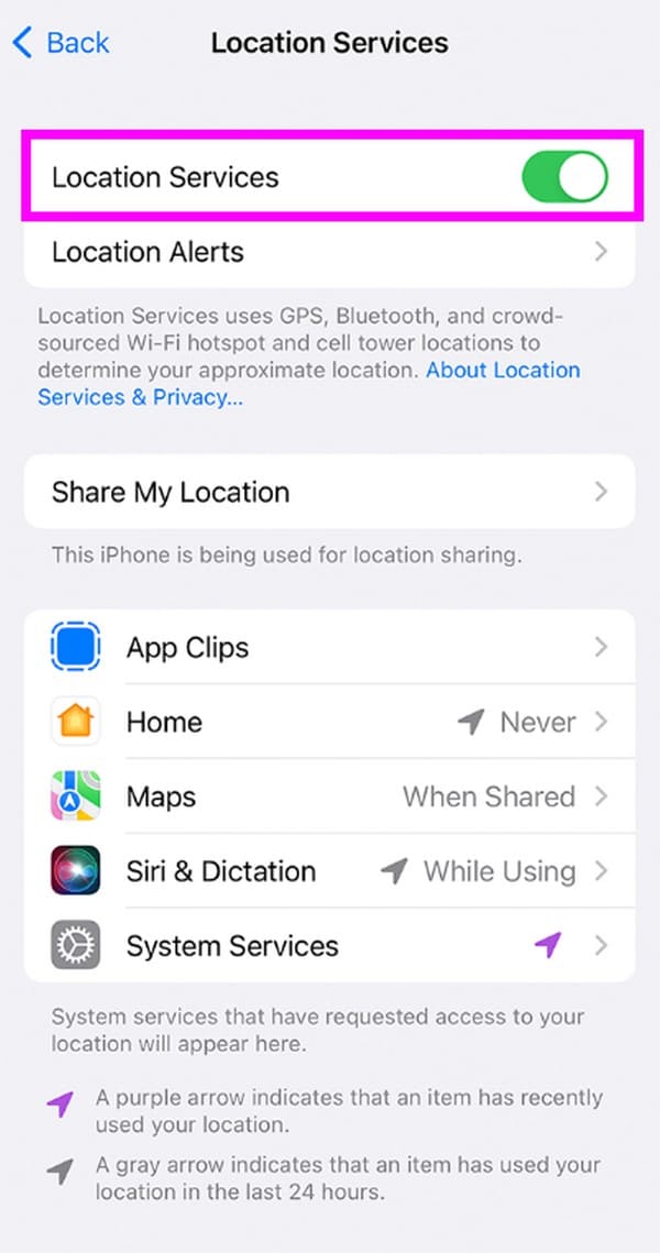 manage location services