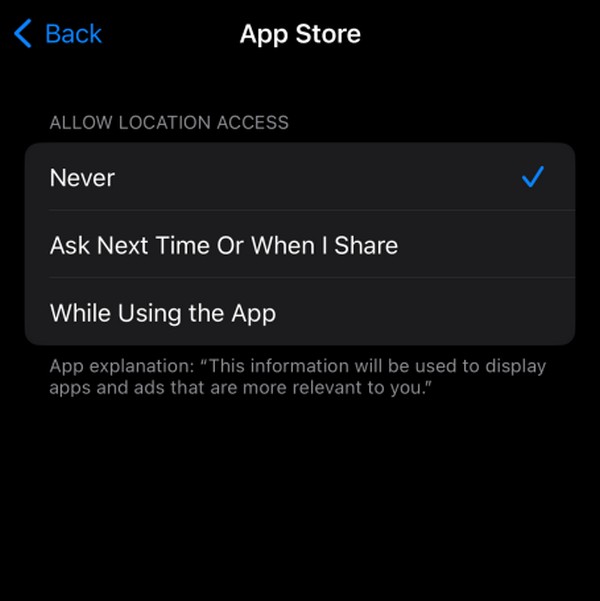 turn off location for specific apps
