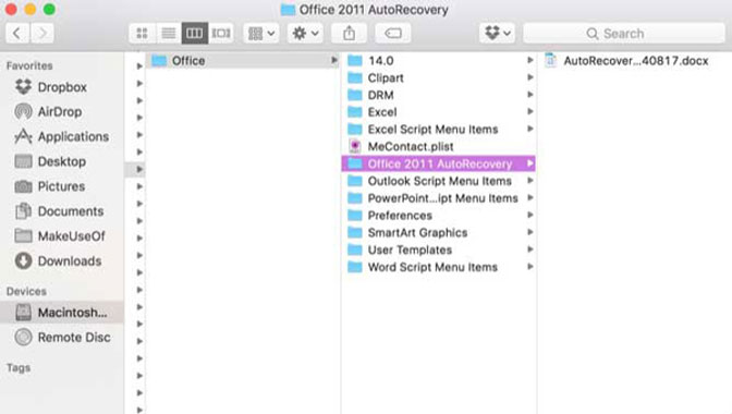 восстановить несохраненный файл Excel на Mac автосохранение